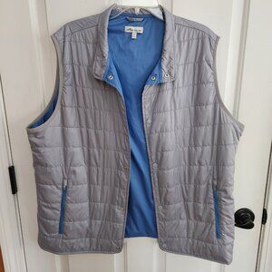 Peter Millar Mens Size XL Crown Light Weight Packable Puffer Vest Gray Blue Golf